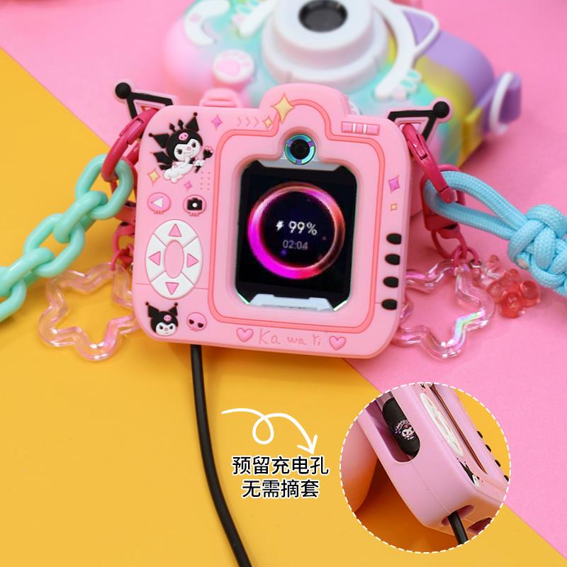 粉色相机适用小天才电话手表z10/z9/z8表带挂套z7s硅胶吊坠保护套