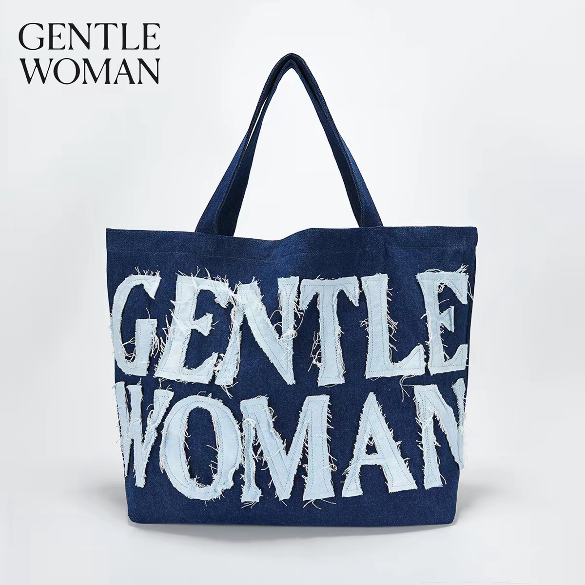 Gentlewoman品牌折扣店经典复古帆布牛仔单肩通勤大容量托特包