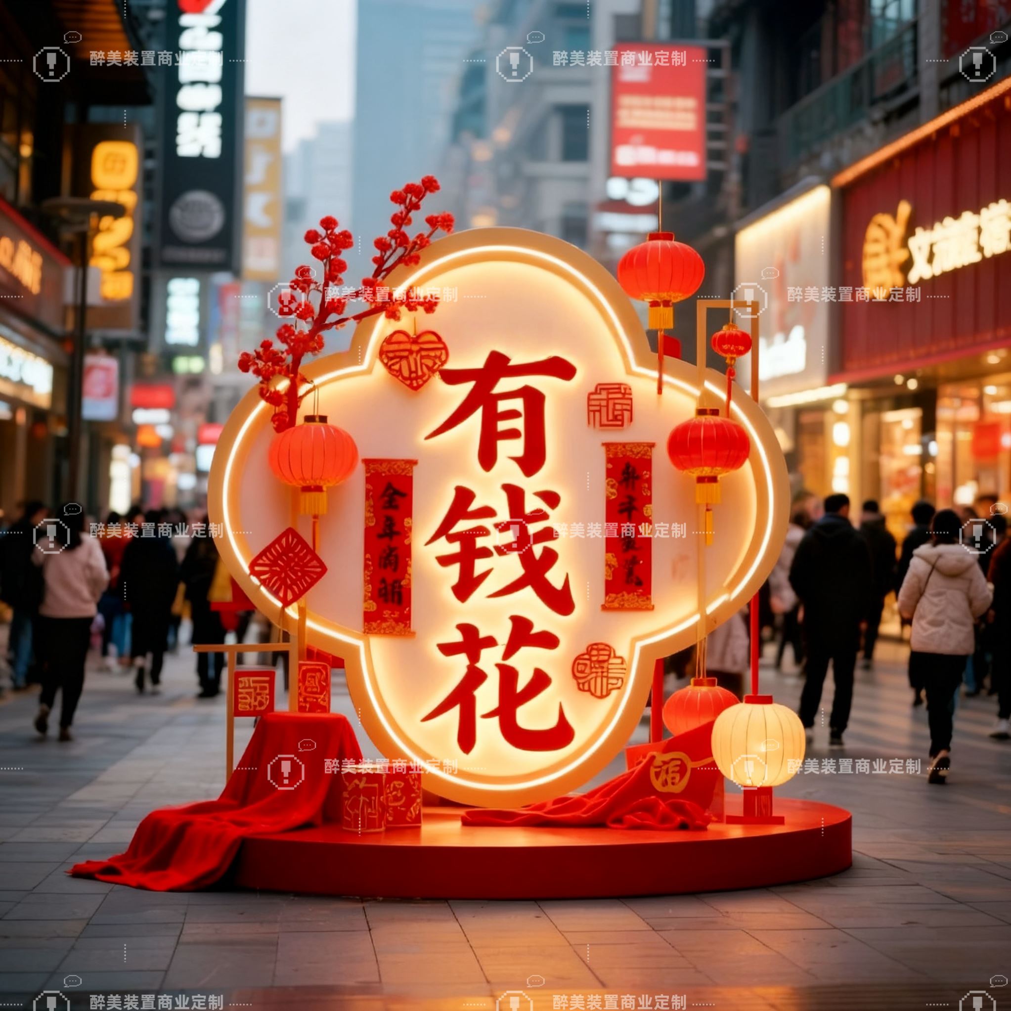 商场中庭2026马年有钱花美陈摆件装置爆款拍照打卡道具亮化装饰