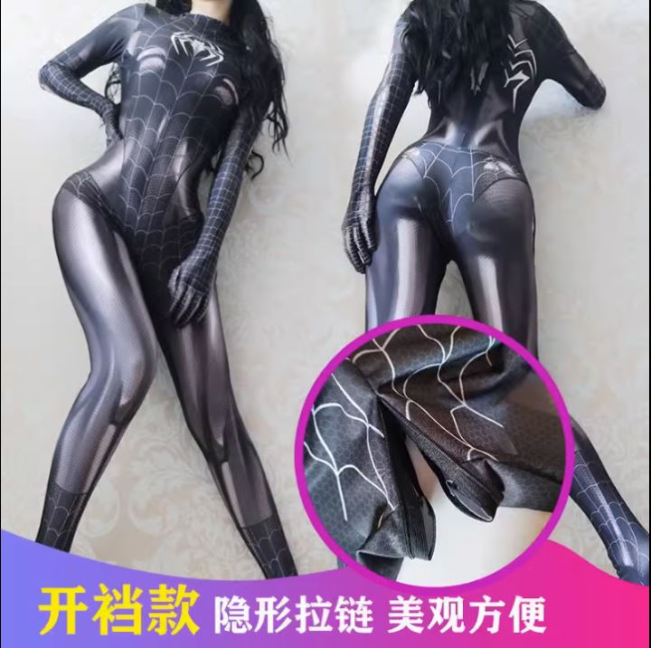 网红直播用的蜘蛛侠紧身衣连体女款开裆万圣节用成人cosplay抖音 模玩/动漫/周边/娃圈三坑/桌游 Cosplay女装/cos女装 原图主图