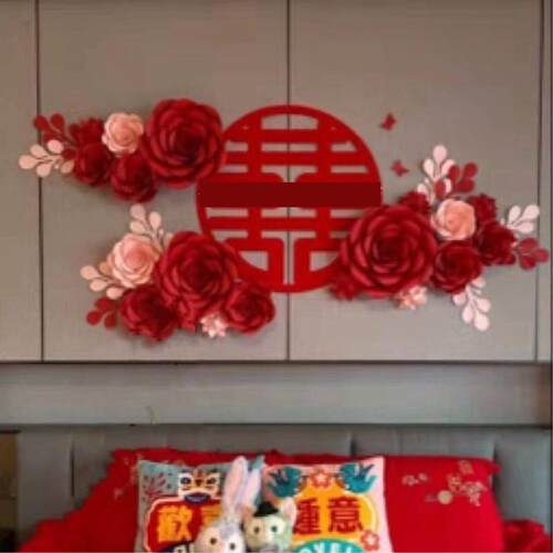 立体纸花珠宝店橱窗装饰纸花婚庆大型婚礼房间背景墙商场布置成品