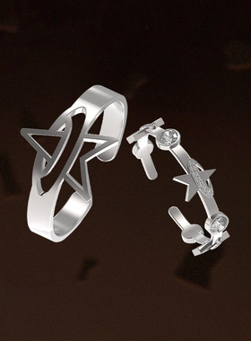 沈以诚同款 VSCH  星环巧克力925银星星锆石点缀情侣对戒礼物戒指