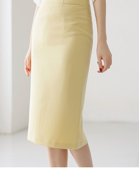 紫色高腰显瘦西装半身裙女春秋OL职业直筒包臀开叉一步中长款裙子