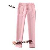 浅粉色九分裤 新款 小脚裤 包臀女西裤 修身 裤 职业西装 女裤 装 2024夏季