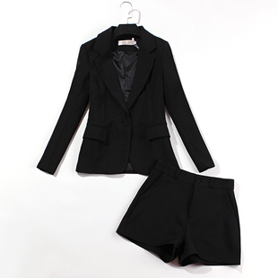短裤 套装 休闲款 包邮 两件套黑色 小西服外套时尚 西装 韩版 女秋冬新款