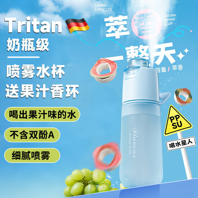 德国带果汁环tritan喷雾水杯儿童上学专用男孩子水壶夏天吸管杯S