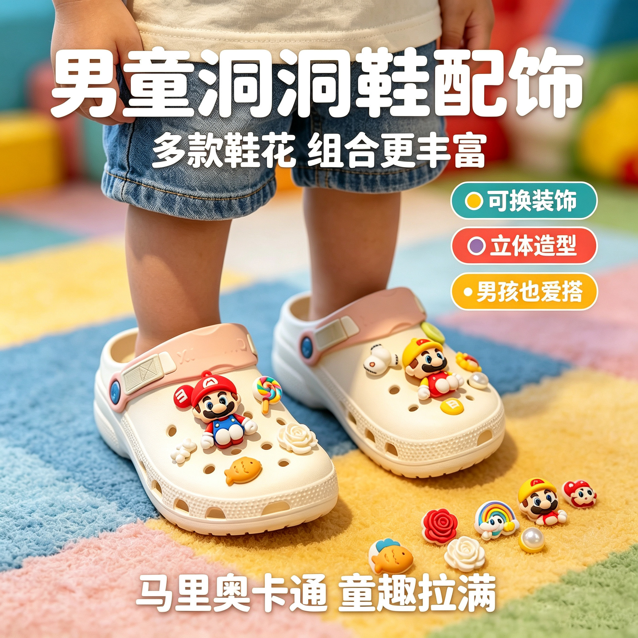适配卡骆驰crocs洞洞鞋配饰男童DIY装饰配件儿童鞋子卡扣可拆卸M图片