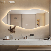 化妆台化妆镜 饰镜双台盆化妆室浴室镜子壁挂式 BOLEN 不规则智能装