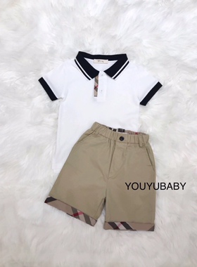 贝妮祺儿童男孩夏季休闲短裤西裤子卡其色黑色纯棉松紧带裤头