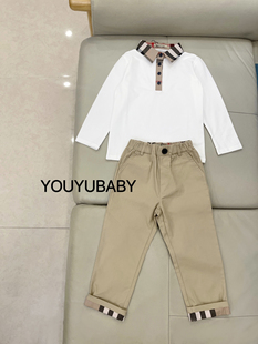 儿童格子领polo衫欧美英伦风长袖翻领男童春秋款纯棉洋气男宝上衣