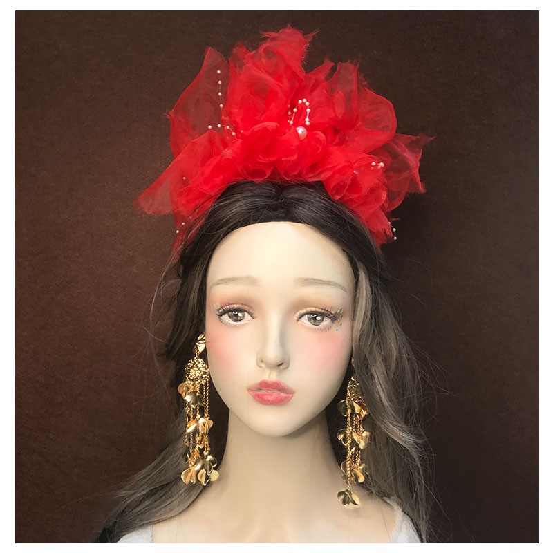 新娘头纱火焰走秀夸张创意敬酒服