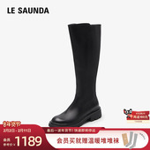 莱尔斯丹新商场同款 拉链圆头加绒骑士靴女长靴女鞋 5T59002V