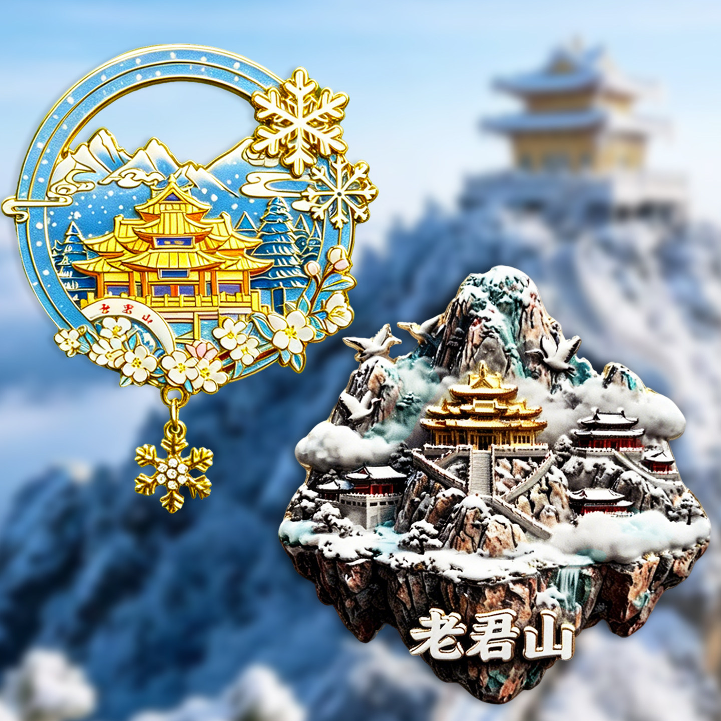 河南洛阳老君山金顶金属冰箱贴磁吸城市景点旅游文创纪念品伴手礼