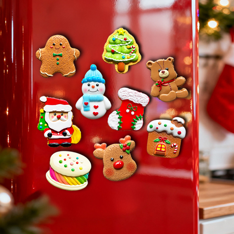 圣诞节氛围装饰品创意礼物圣诞树老雪人姜饼立体冰箱贴磁力吸门贴