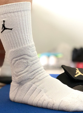 nike耐克男女运动高帮aj篮球袜中长筒毛巾底加厚防滑运动袜SX5854
