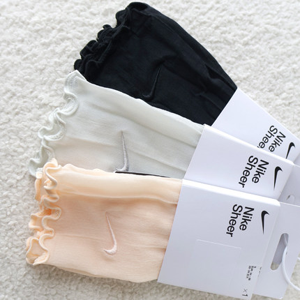Nike耐克新款女袜刺绣logo休闲花边丝袜夏季薄款高帮袜子SK0009