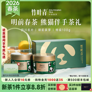 2026新茶】竹叶青茶叶明前特级绿茶峨眉高山熊猫礼盒100g送礼四川
