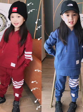 TB经典款男女儿童中小儿童针织条纹带帽毛圈棉休闲卫衣外套运动裤