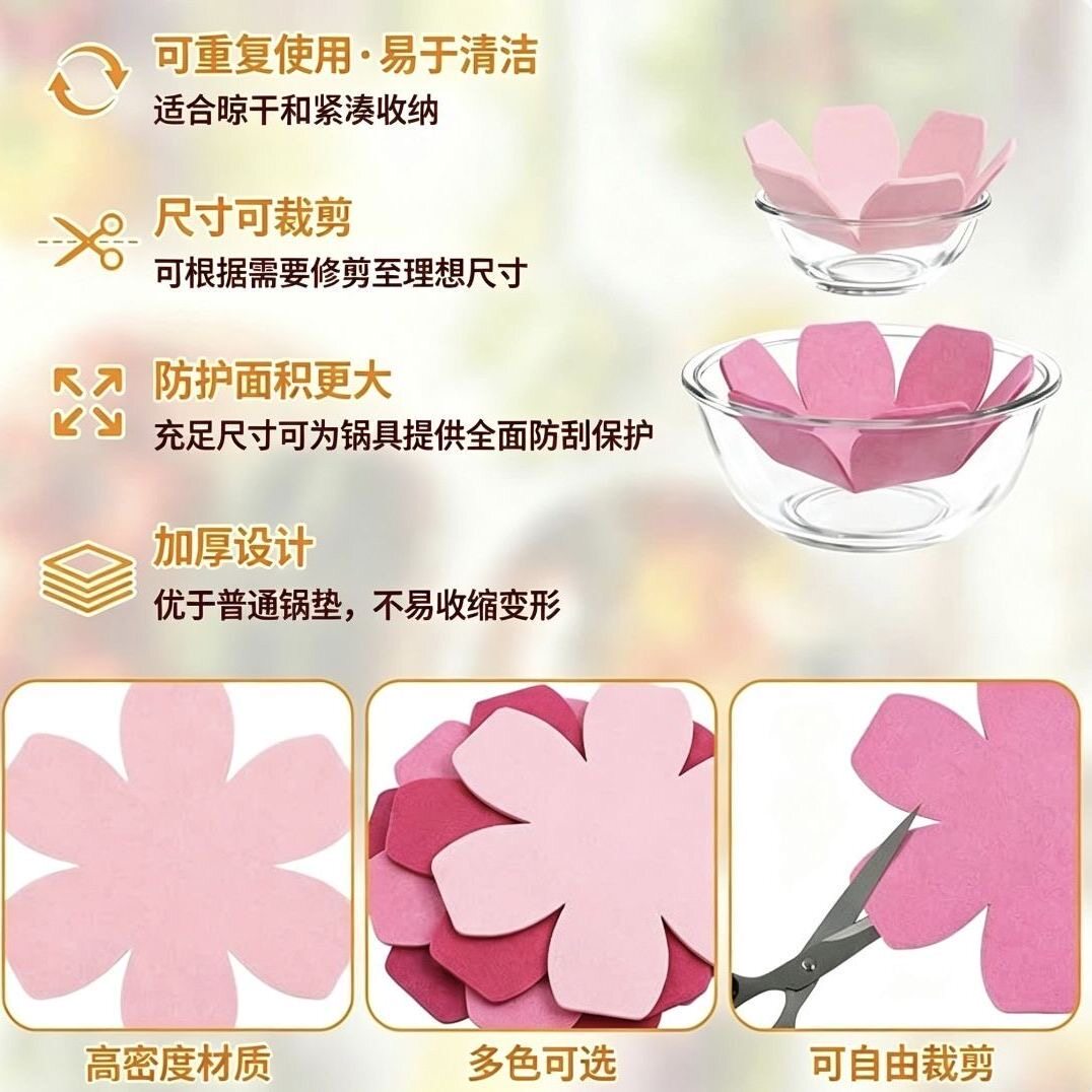 跨境毛毡锅垫TEMU贴标代发创意花型保护垫平底锅加厚无纺布隔热垫