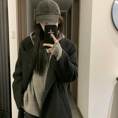 韩系连帽拉炼毛衣女秋季2