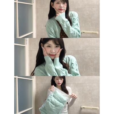 韩系多巴胺薄荷绿麻花圆