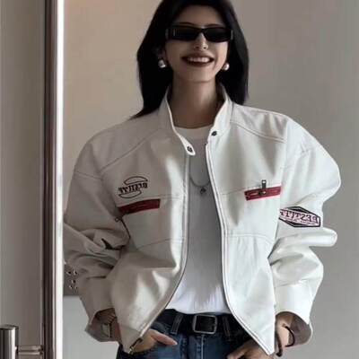 美式PU皮衣机车服外套女2