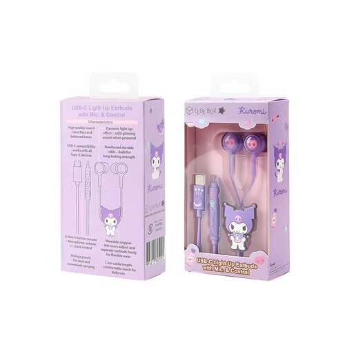 Clue box X Sanrio Kuromi 有线耳机 USB-C 插头 1.2米