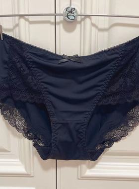 韩国EBLIN黑色时尚蝴蝶结清新蕾丝诱惑简约舒适性感女士平角内裤