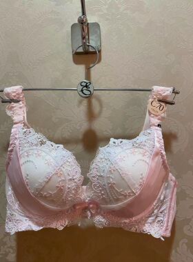 EBLIN粉红时尚蕾丝边U型女内衣薄款聚拢文胸BR812012 ECBR812012
