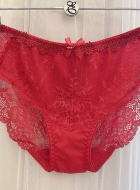 速发韩国EBLIN时尚蝴蝶结精美刺绣蕾丝诱惑红色本命年女士平角裤