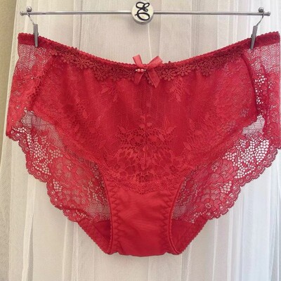 蝶结蕾丝红色精美吊坠蝴女平角裤