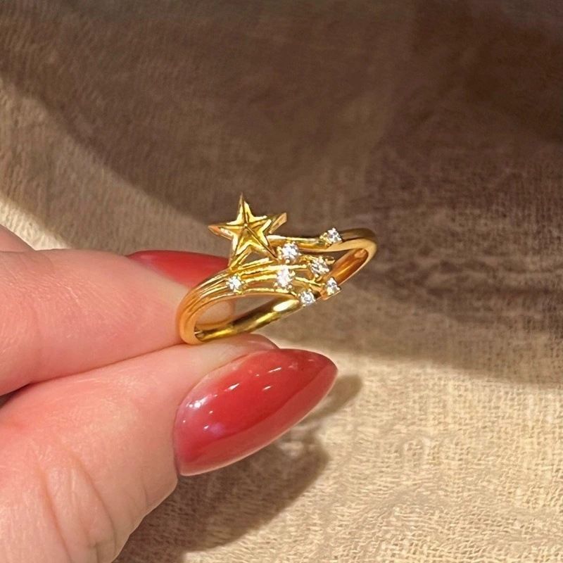 小红书同款流星碎焰戒指轻奢星途指环女百搭锆石小众设计气质璀璨