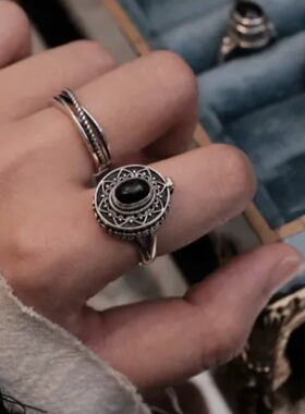 可打开装东西秘密匣子戒指复古欧式神秘感开口指环高颜值食指介子