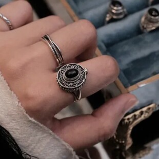 可打开装东西秘密匣子戒指复古欧式神秘感开口指环高颜值食指介子