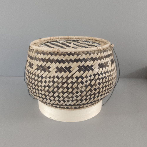 泰式手工竹编米饭筐茶叶盒进口竹篓泰国装饭老挝装糯米饭复古编织