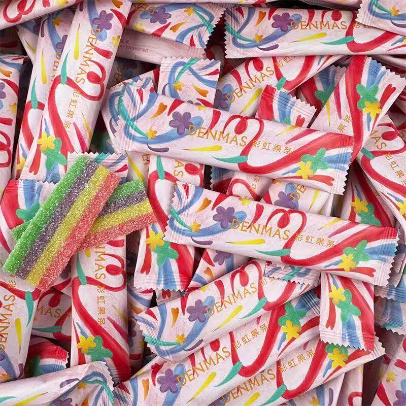 英国彩虹果条喜糖丹马仕DENMAS长条酸砂软糖网红休闲零食结婚糖果