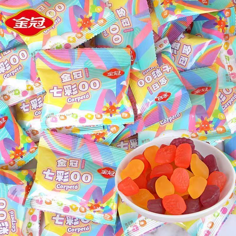 金冠彩虹QQ糖结婚庆喜糖水果味软糖批发独立小包幼儿园零食分享