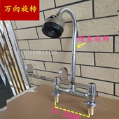 长把肘开洗脸盆长柄1520 面盆龙头 铜双孔双把加长旋转水龙头 老式