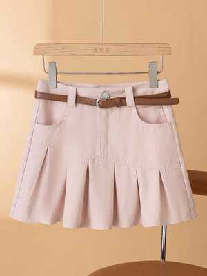 欧货荷叶边短裙女夏天新款高腰减龄A字拼接百褶包臀半身裙子