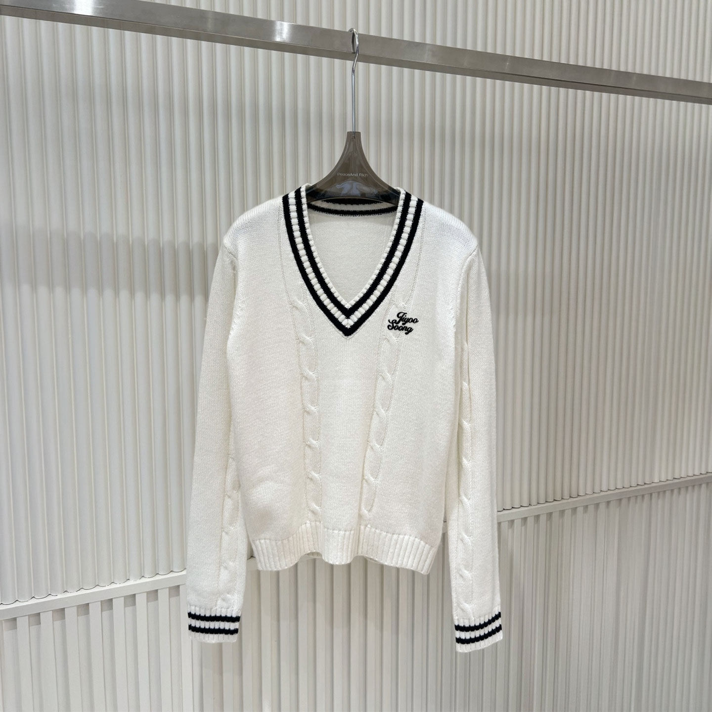 0MB.欧洲站新品JIYOOSOONG南油高端宽松麻花针织衫撞色慵懒风毛衣