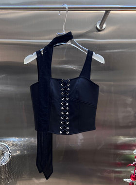 0MB.欧洲站新品深圳南油法式性感辣妹抹胸上衣骨束腰减龄吊带背心