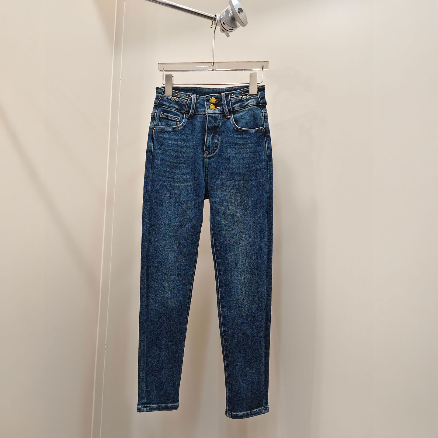 0MB.欧洲站新品南油高端百搭弹力修身小脚长裤子水洗黑色牛仔裤女