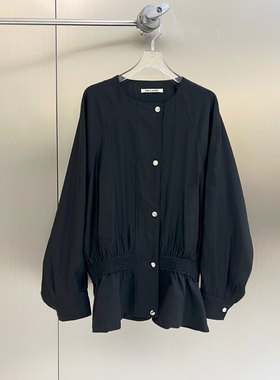 0MB.欧洲站新品FANLEONA英伦风双排扣收腰薄款上衣荷叶边下摆外套