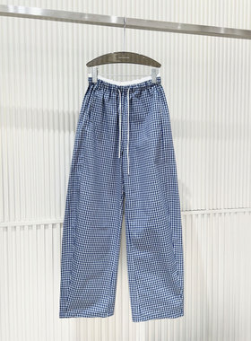 0MB.欧洲站新品JIYOOSOONG宽松显瘦百搭减龄裤子格子垂感慵懒阔腿