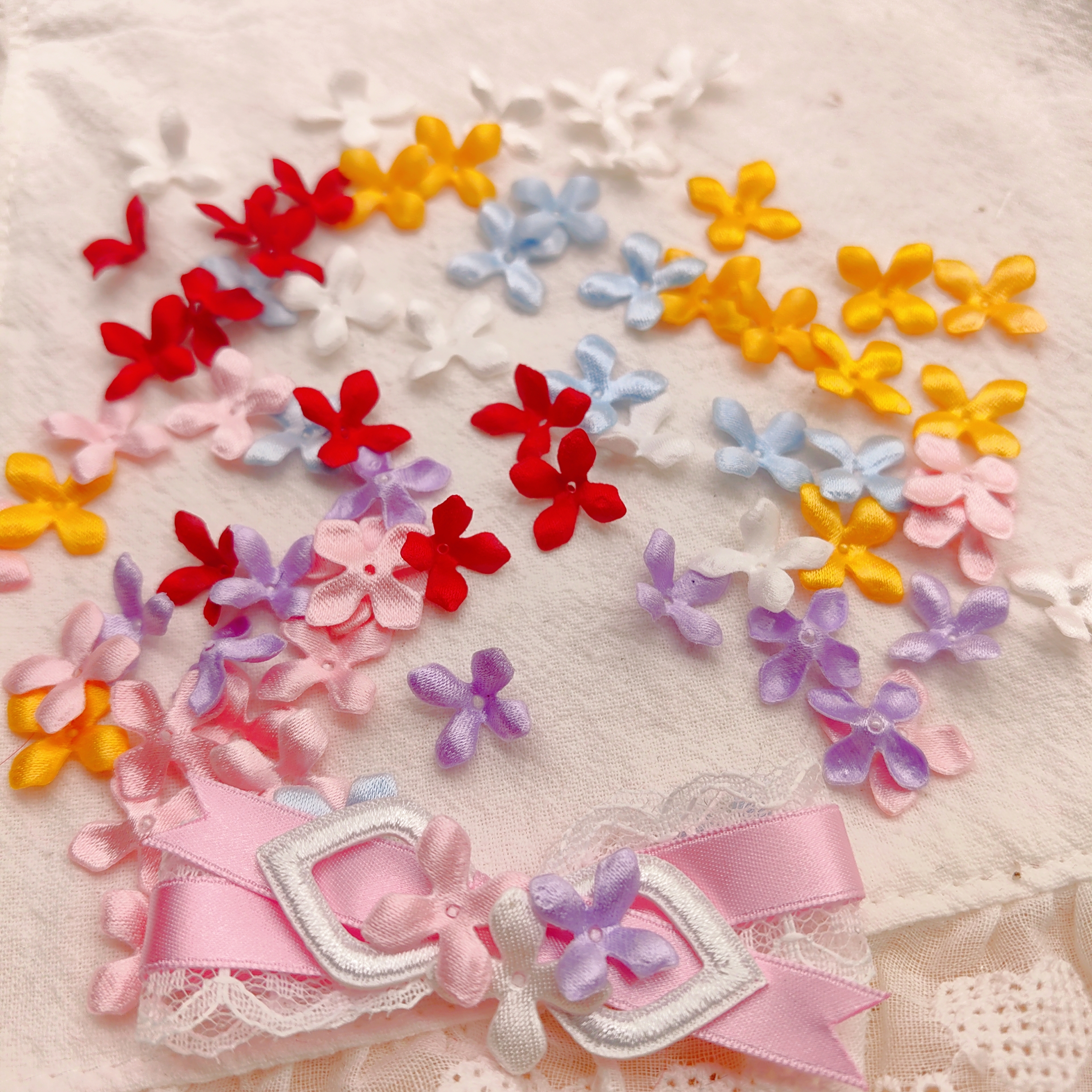 爱买就淘1.5厘米压花烫花四叶花宠物发夹diy发饰儿童材料