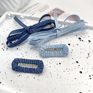 爱买就淘0.3厘米双面牛仔丝带宠物狗狗发夹 diy材料配件包边
