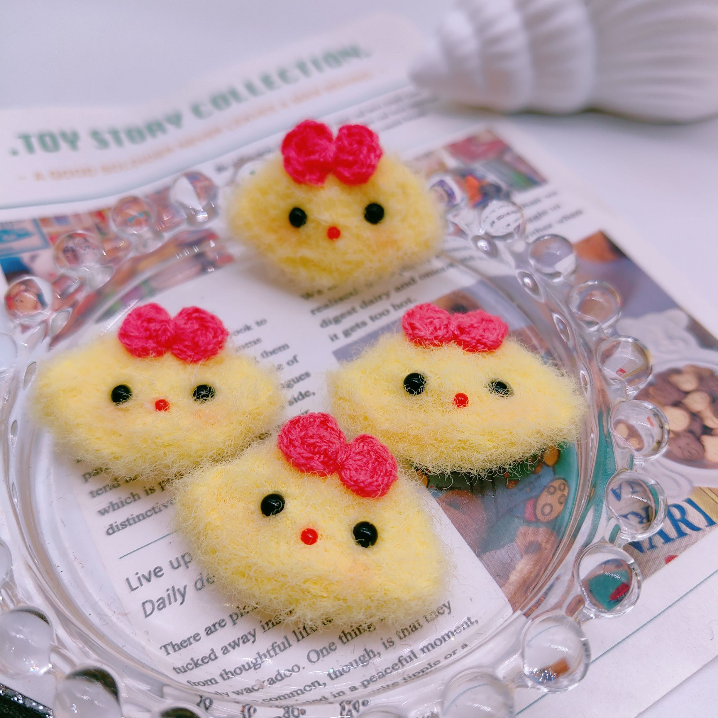 爱买就淘可爱小狗小鸡毛绒手钩配件 宠物发夹儿童diy娃衣辅料配饰