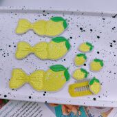 爱买就淘满钻底柠檬蝴蝶结刺绣贴片宠物发夹diy儿童发饰材料