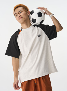 Halcyon 户外撞色插肩短袖男女速干透气吸湿运动宽松圆领套头T恤