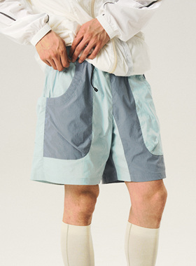 Halcyon 户外3M吸湿速干微弹功能短裤男拼接撞色训练五分裤夏季